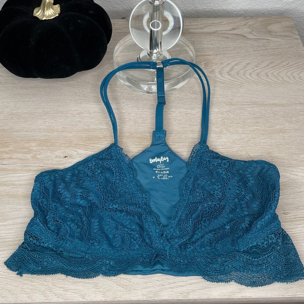 Booty Bag Bralette Dark Blue/Teal. Size Small.